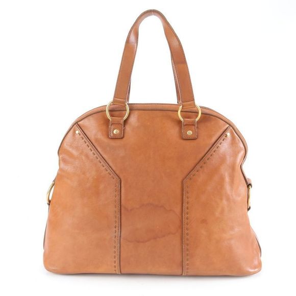 Yves Saint Laurent Rive Gauche Muse Leather Tote Bag Shoulder Brown A4 Ladies - Picture 3 of 9